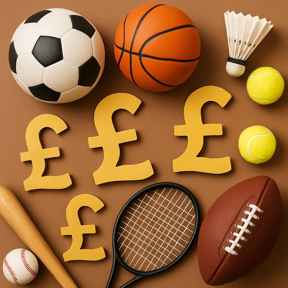 an image of a mixture of sports equipment and pound signs-1